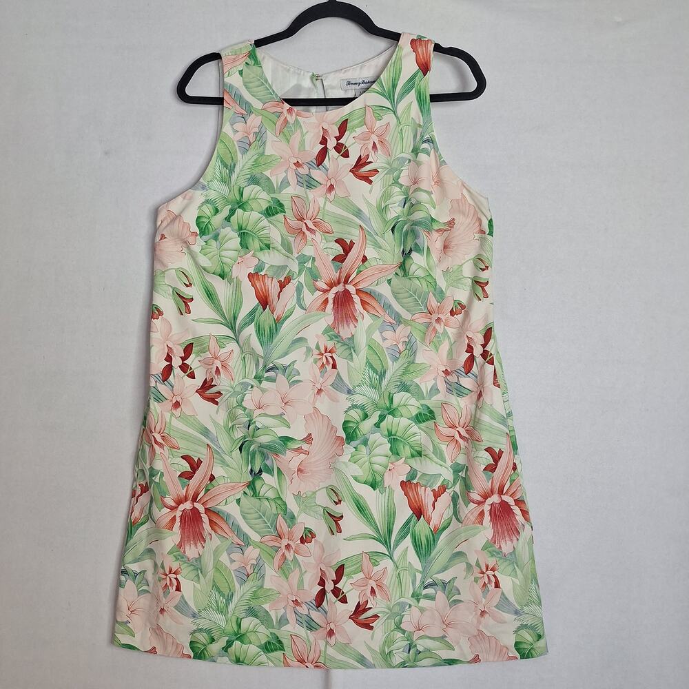 Tommy Bahama Madeira Blooms Silk Dress Sz L Floral Botanical Print Luxury Resort